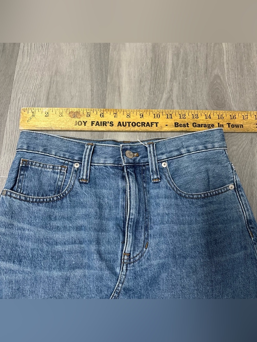 Madewell Rigid Denim A-Line Mini Skirt Frayed Hem Women’s Size 27 - Picture 7 of 8